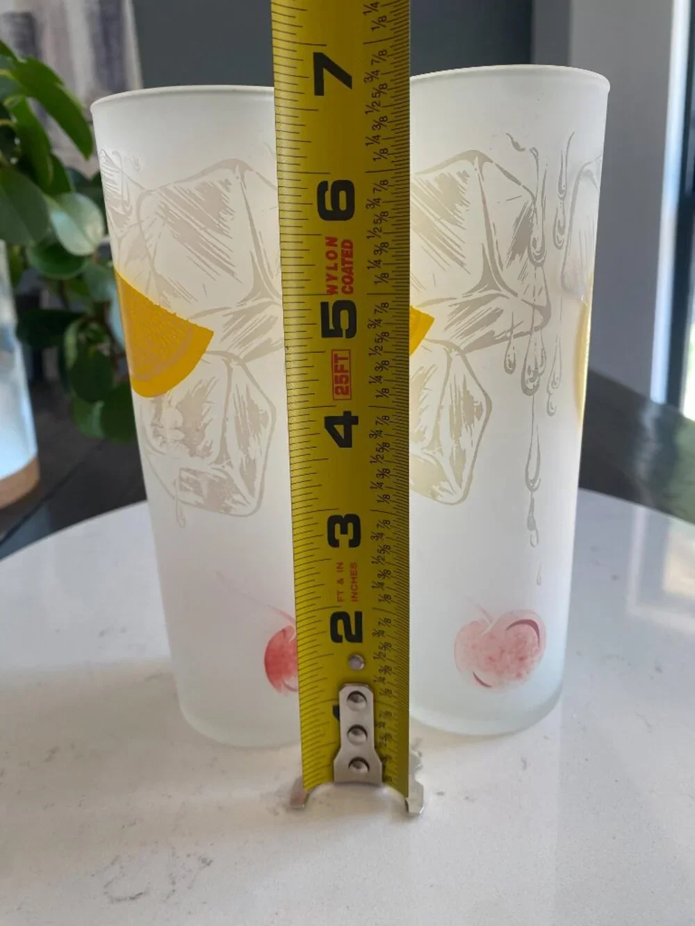 Vintage MCM Tom Collins Federal Glass Set of 2 Cherry Lemon Ice Cocktail